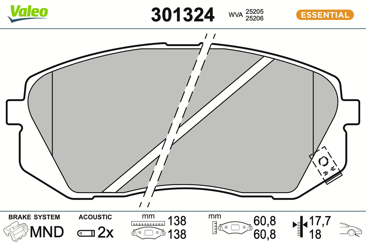 Jeu de 4 plaquettes de frein VALEO ref. 301324